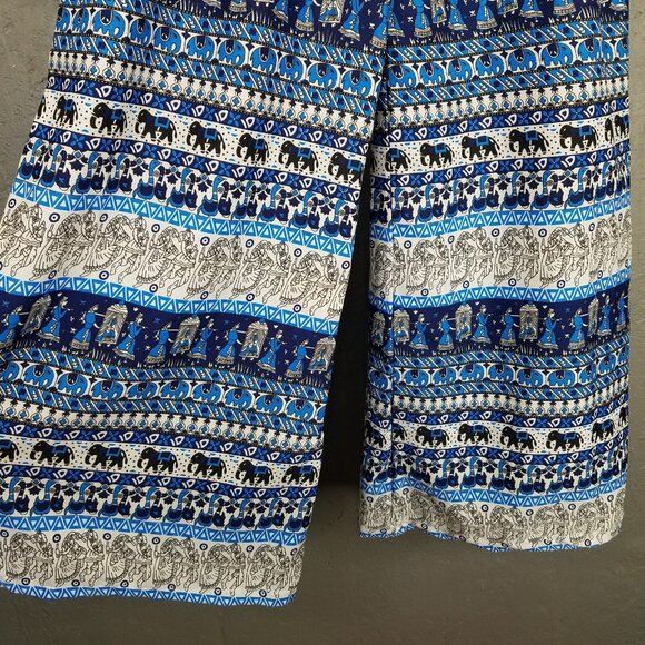 Palazzo Pants Women's Small Elephant Indian Block Print Wide Leg Hippie Boho - Picture 4 of 14